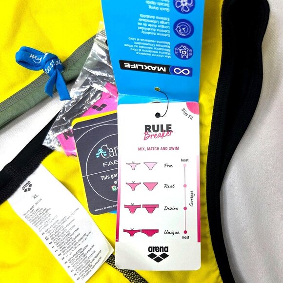 ARENA Women's Rule Breaker Be Bandeau Bikini Top Army Green, XL and Unique Brief - Picture 9 of 10